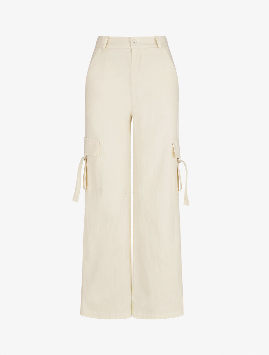 Pantalon cargo à liens - Écru - 1