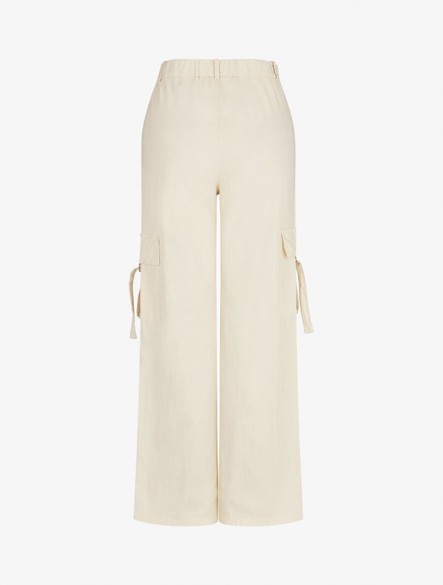 Pantalon cargo à liens - Écru - 2