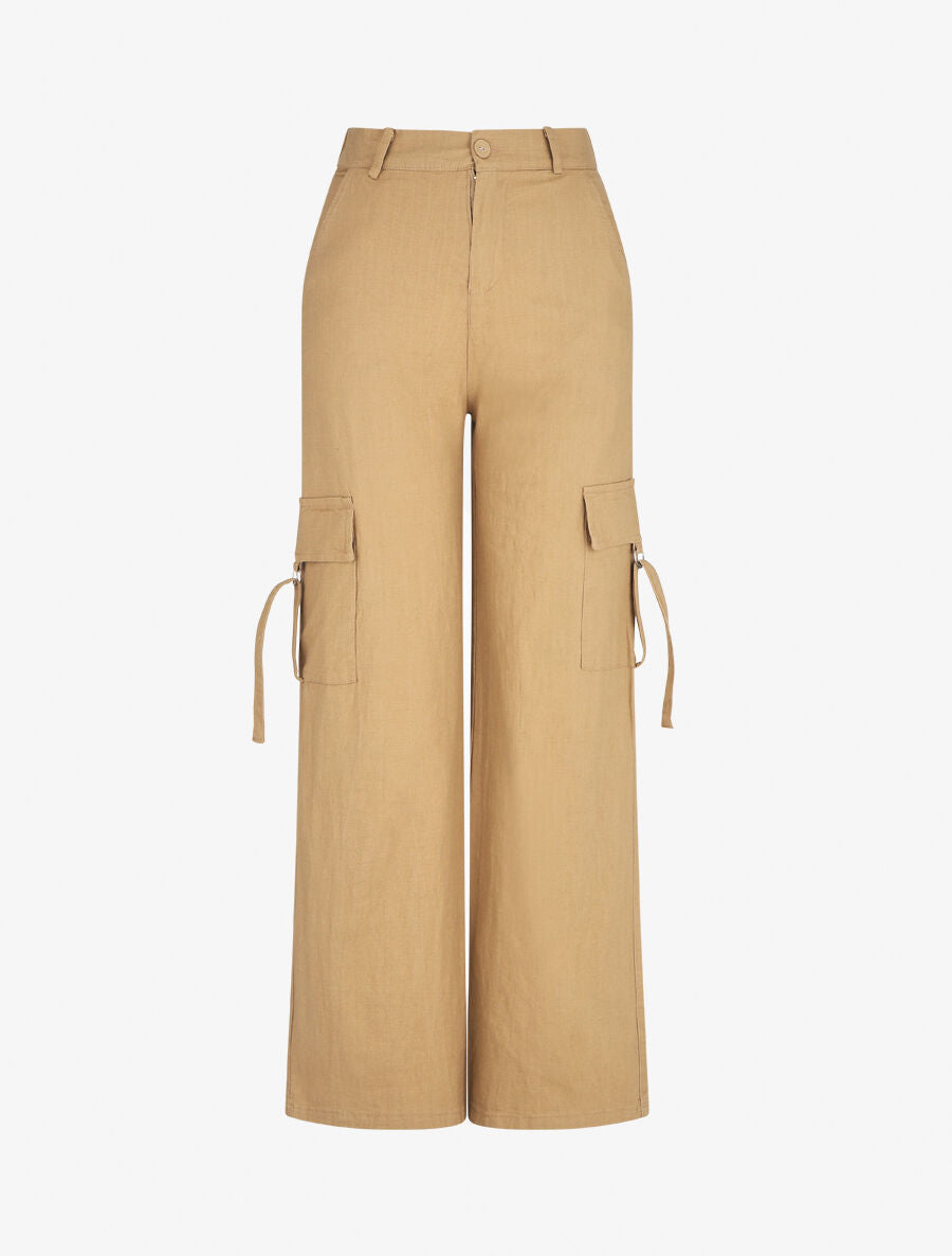 Pantalon cargo à liens - Taupe - 4