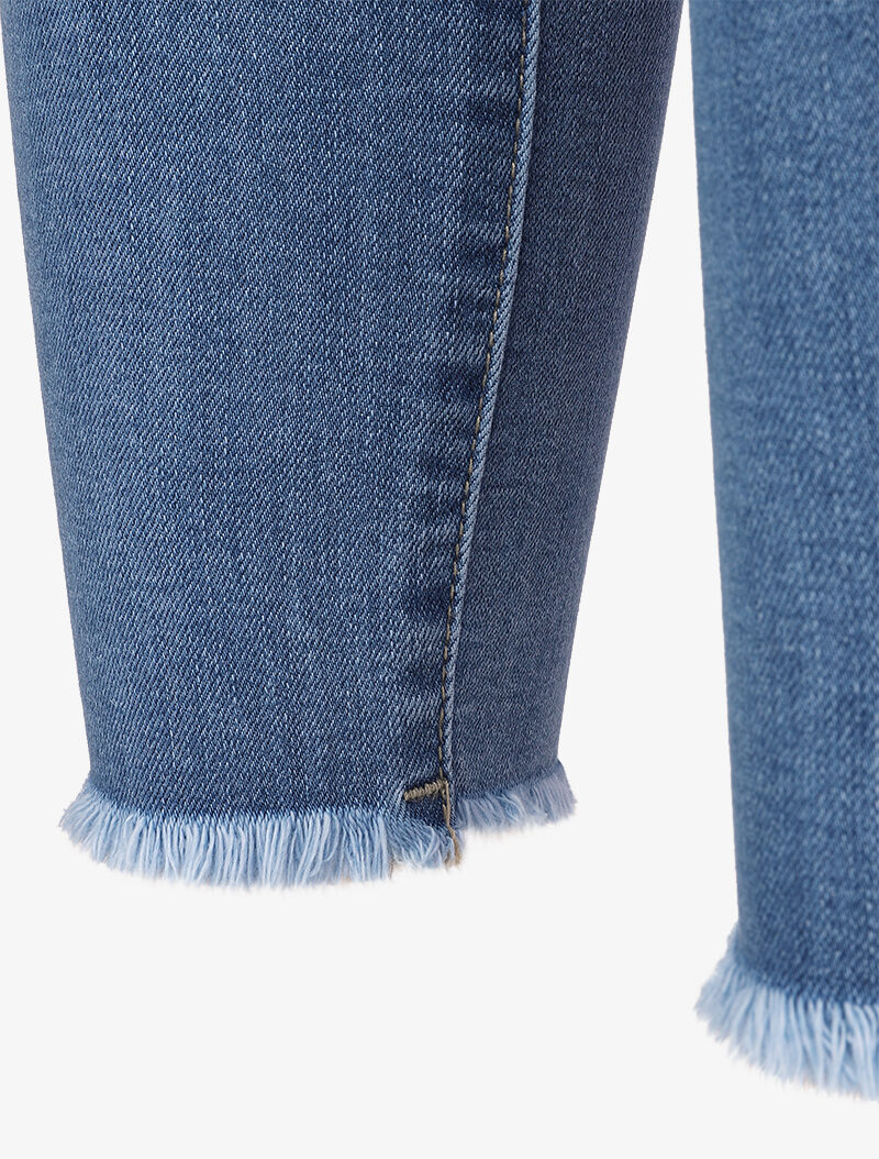 Jean skinny taille standard à bords coupe franche - Bleu clair - 3
