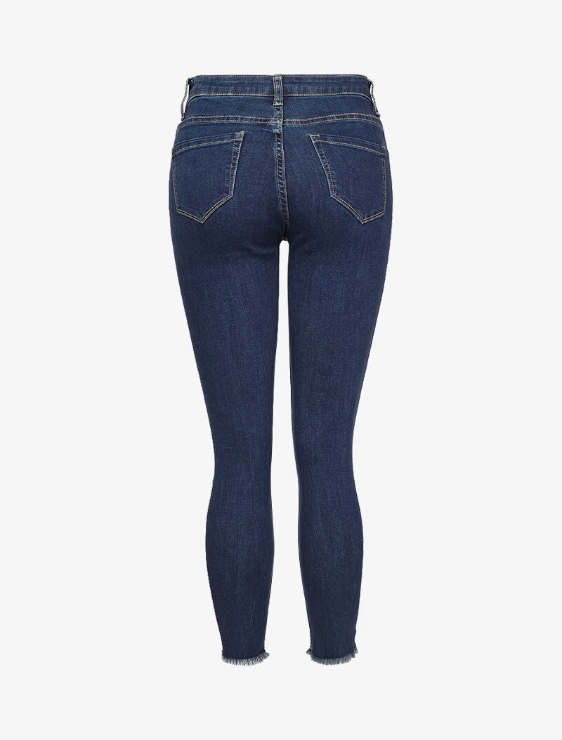 Jean skinny taille standard à bords coupe franche - Bleu foncé - 5
