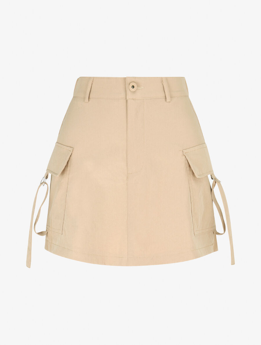 Jupe short cargo uni - Beige - 1