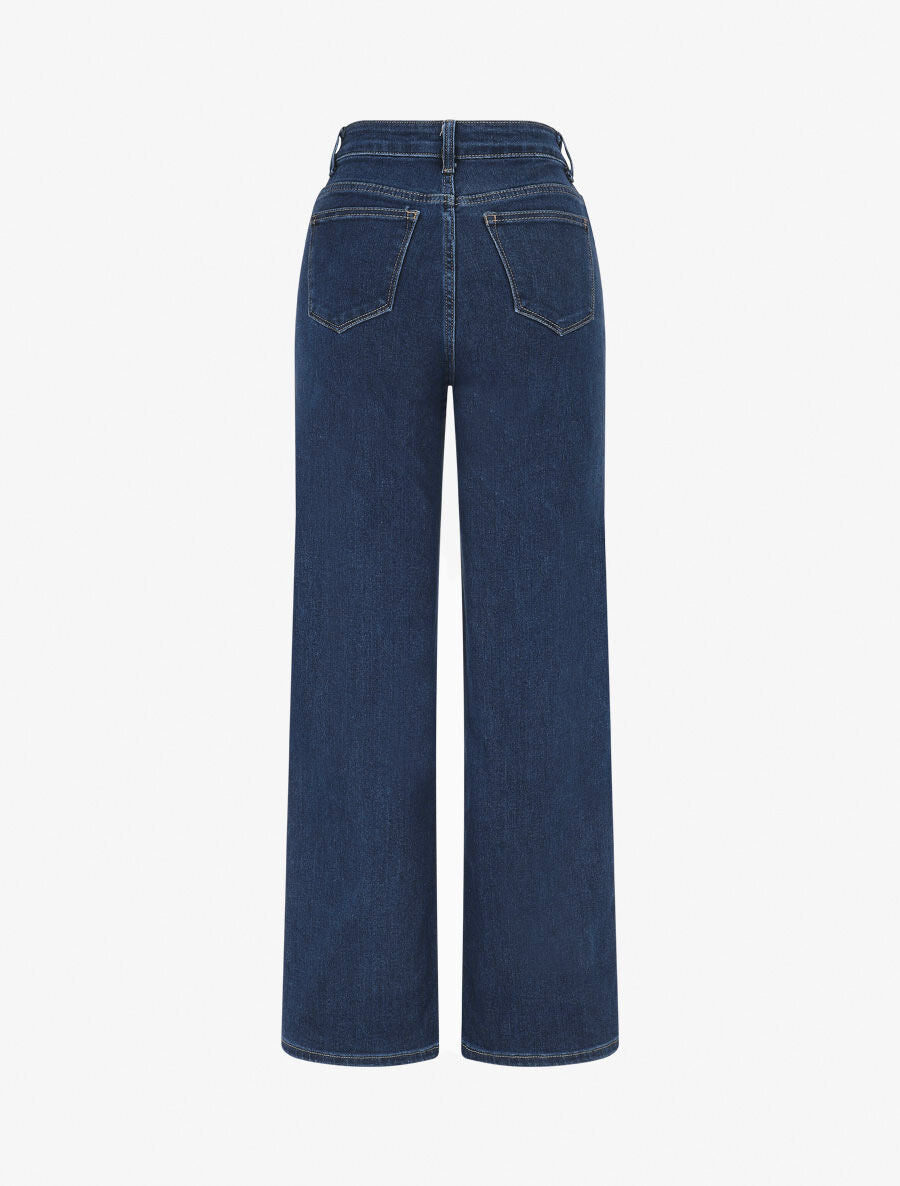 Jean wide leg taille haute coupe droite - Bleu - 2