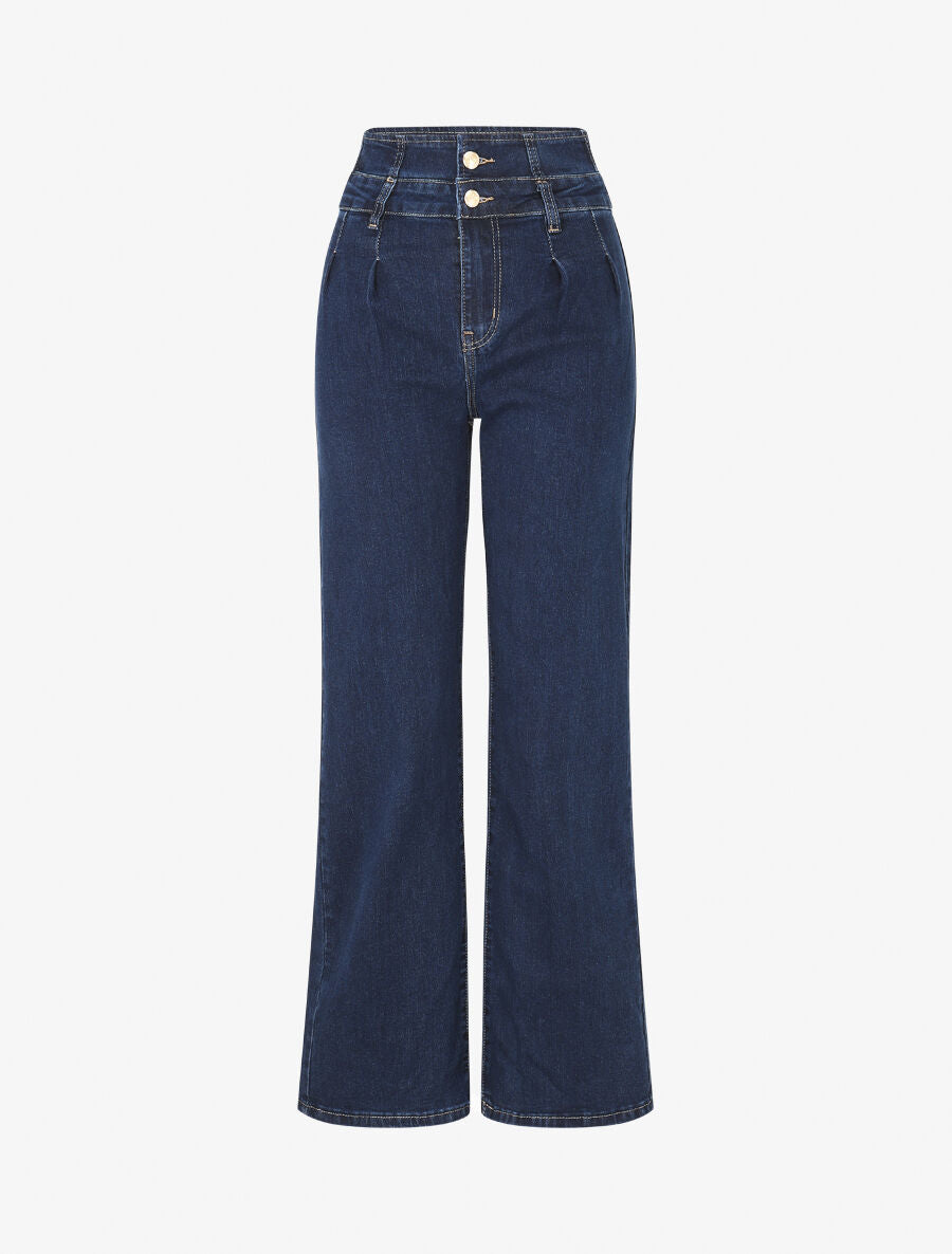 Jean à taille haute coupe droite - Bleu - 1