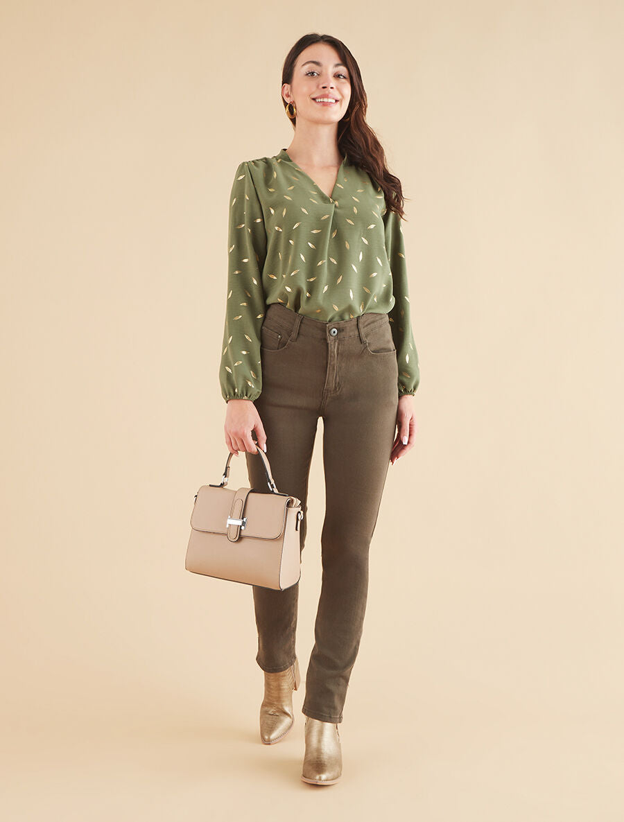 Jean push up coupe droite - Kaki - 4
