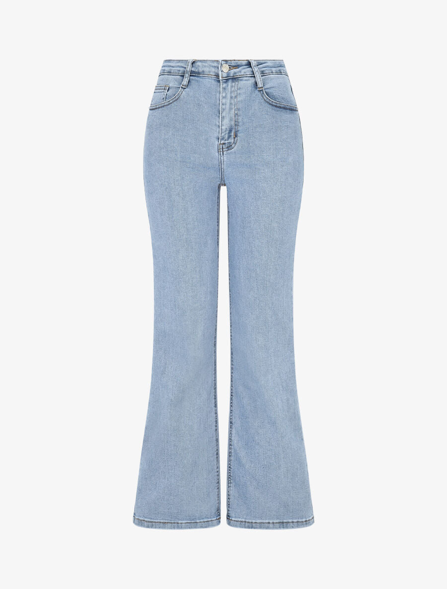 Jean droit taille haute - Bleu clair - 1