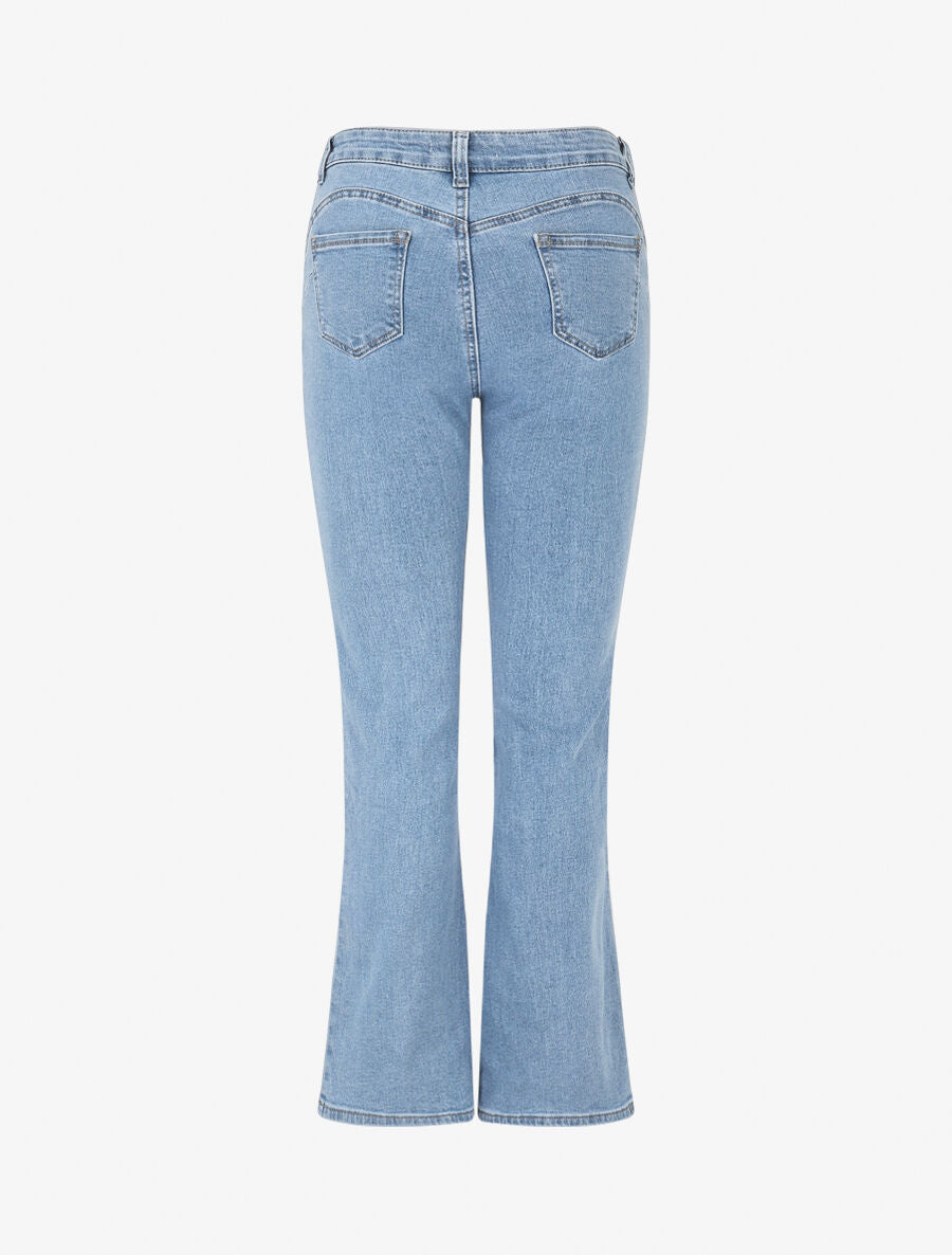 Jean flare taille haute poches boutonnées - Bleu clair - 2