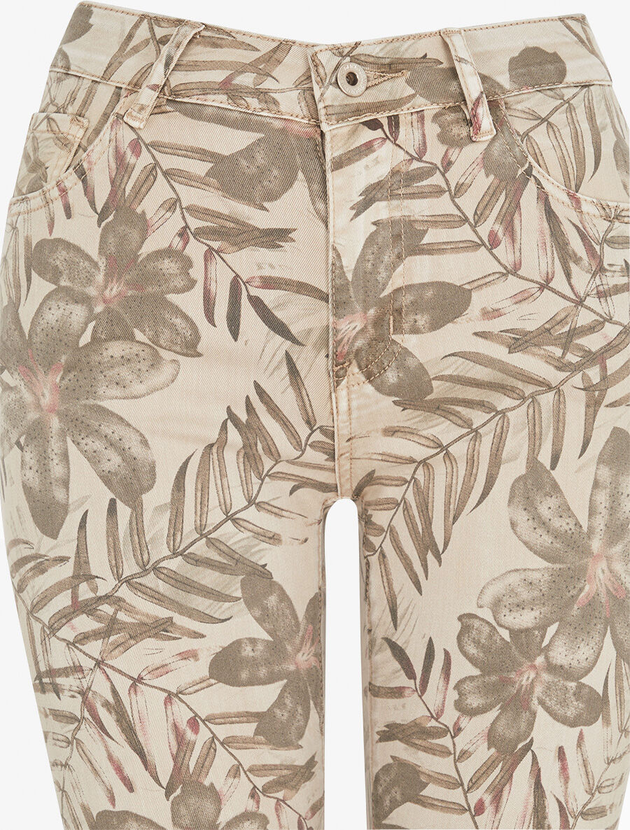 Jean slim imprimé feuillage - Taupe - 3