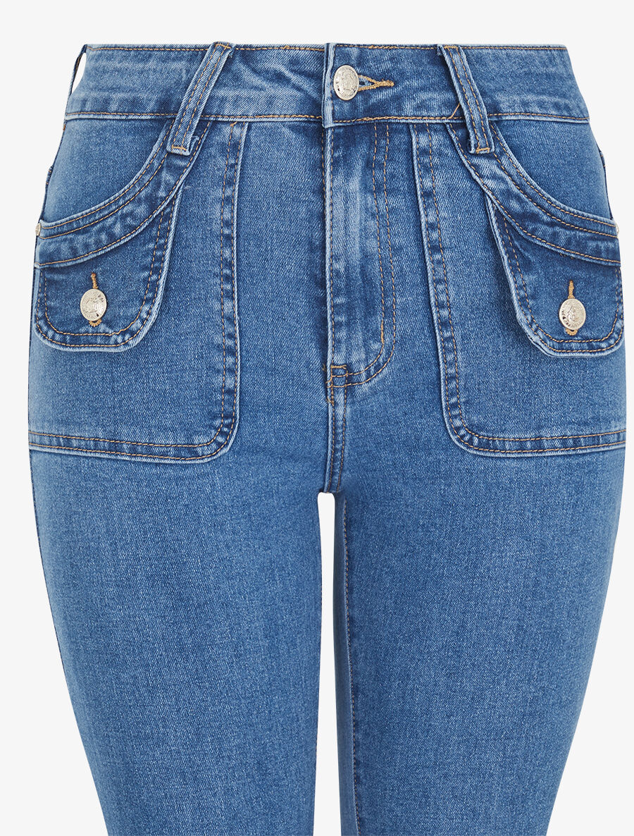 Jean skinny à poches boutonnées - Bleu - 3