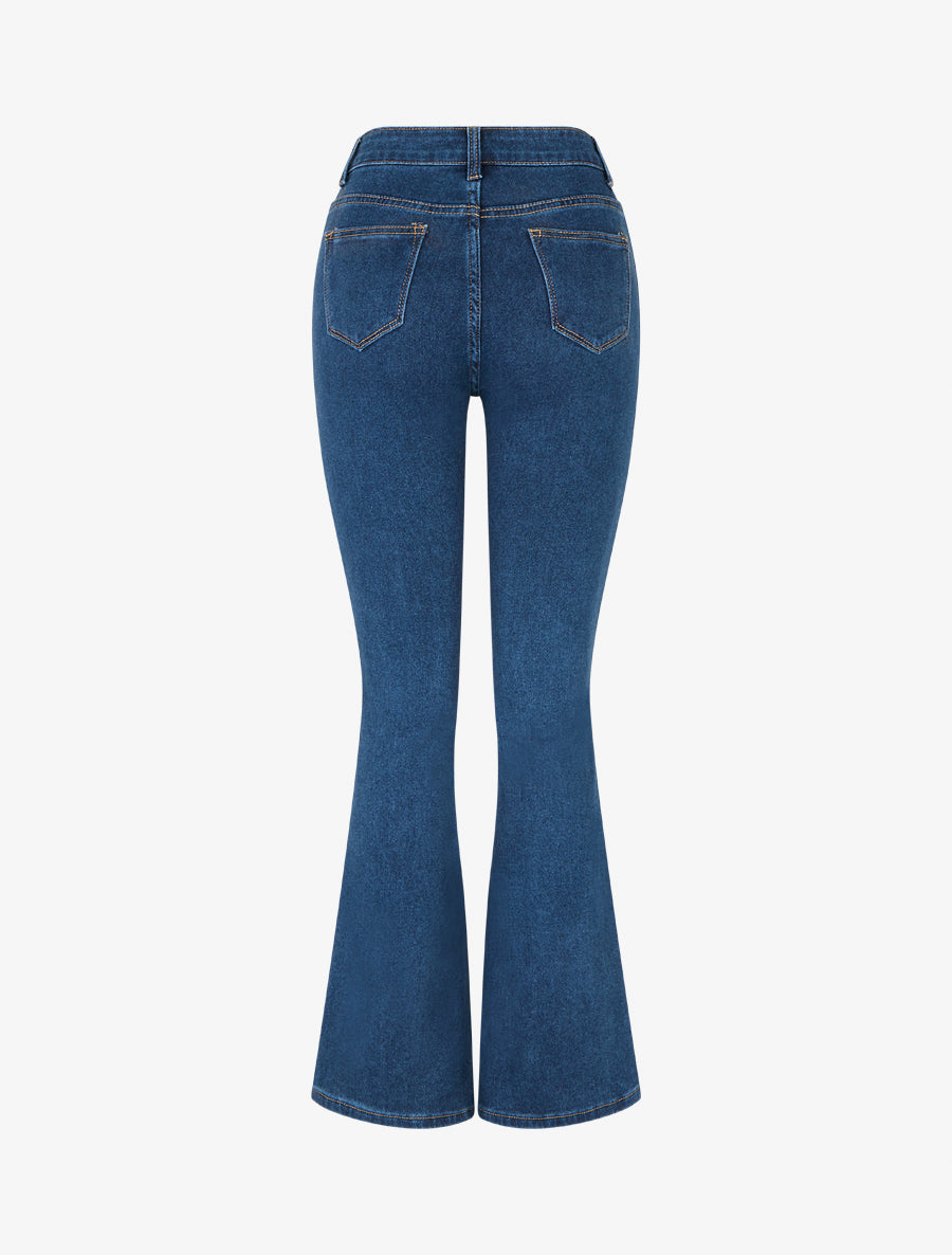 Jean à taille haute coupe flare - Bleu - 2