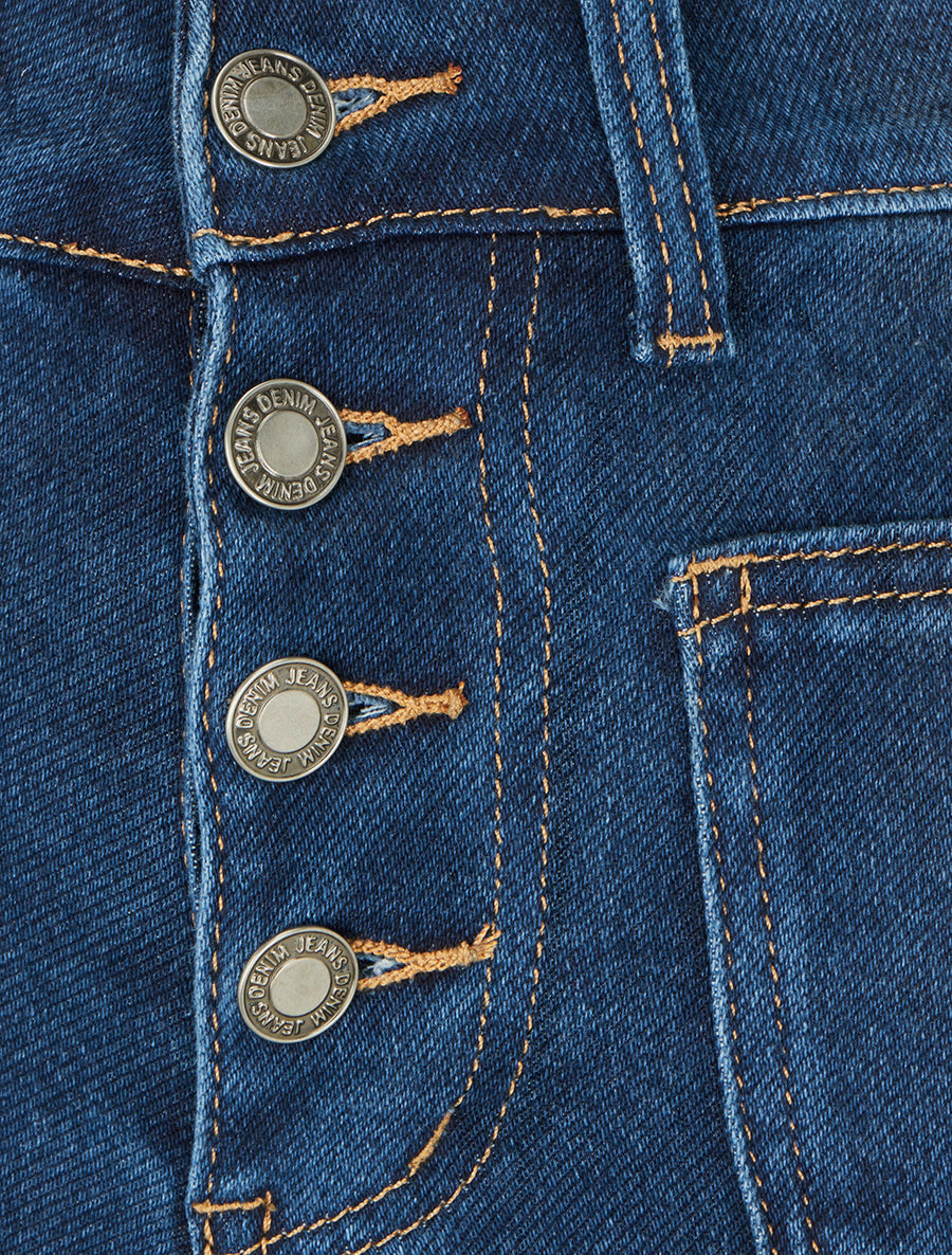 Jean à taille haute coupe flare - Bleu - 3