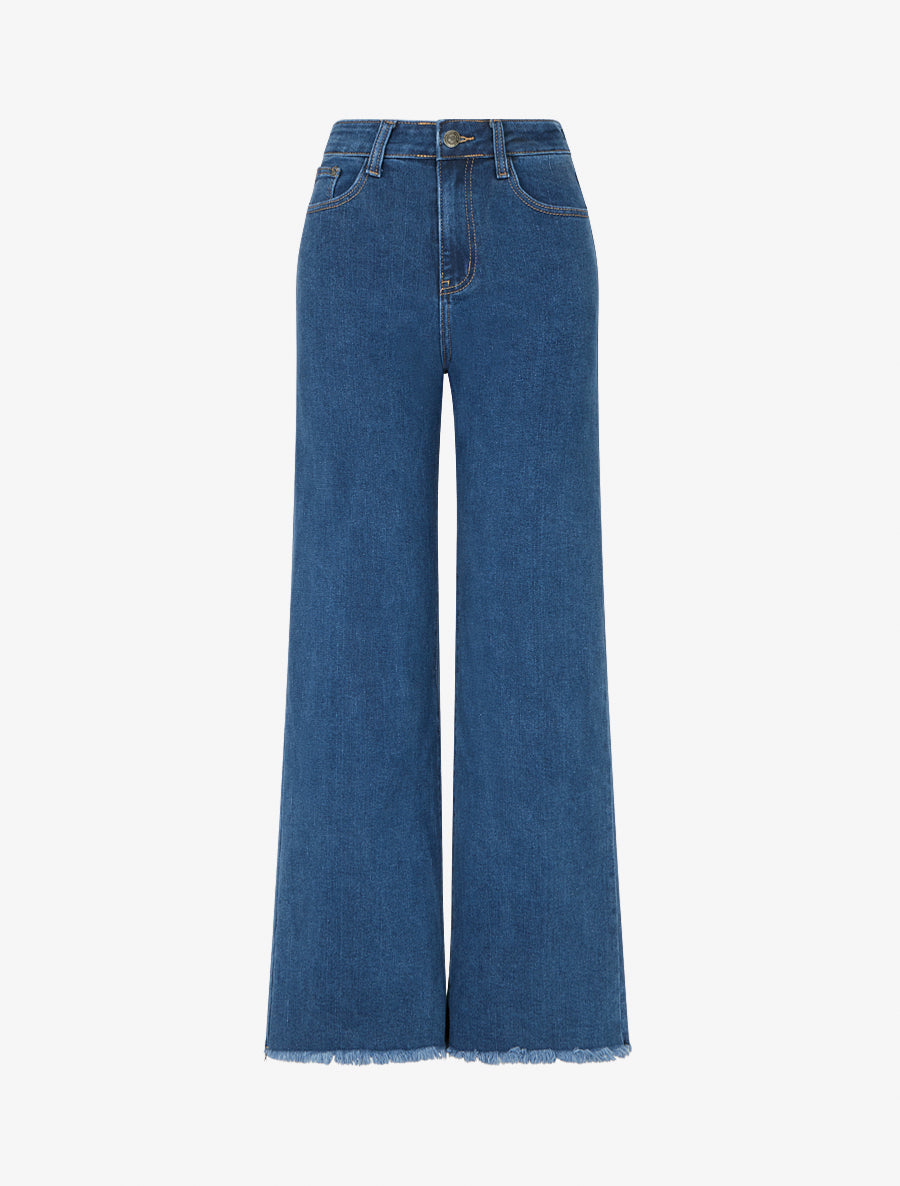 Jean ample taille standard à bords francs - Bleu denim - 1