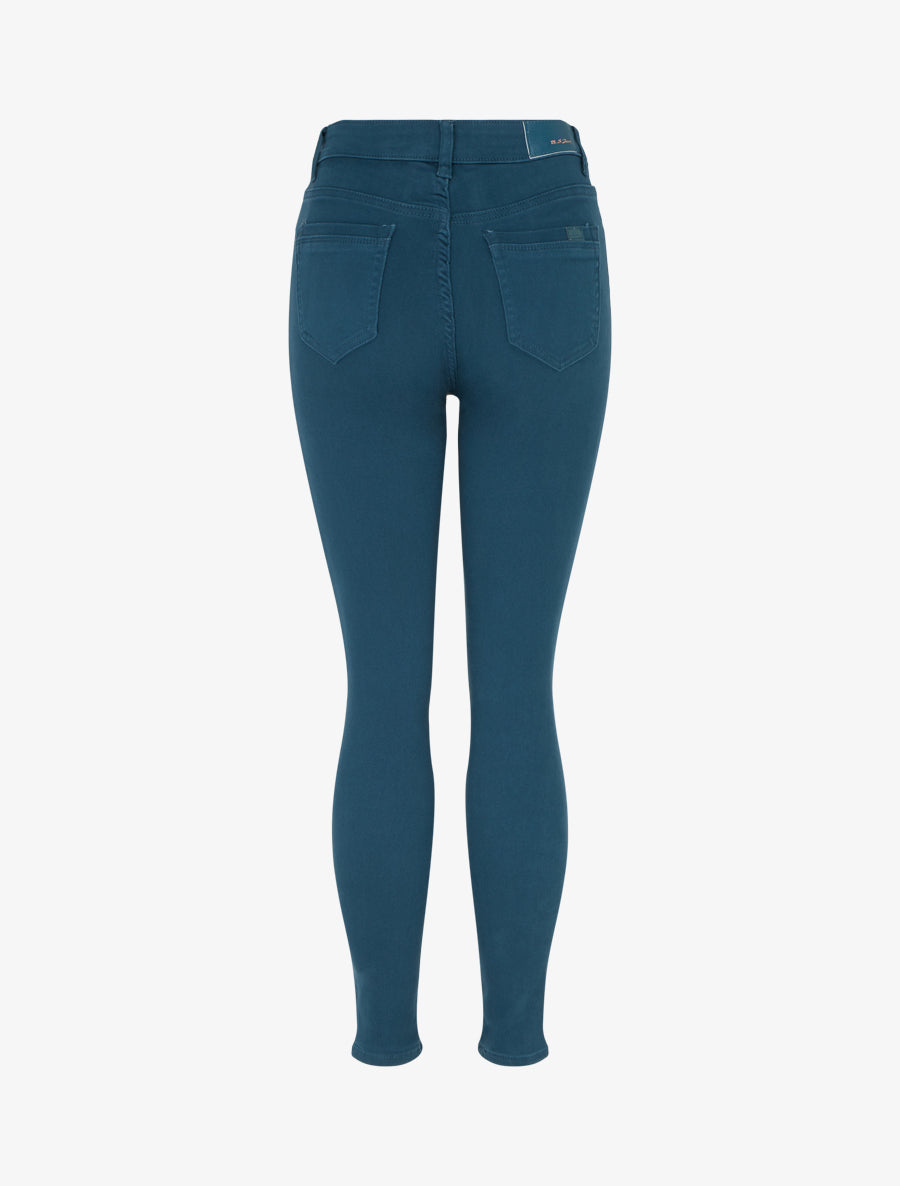 Jean skinny uni taille haute - Bleu canard - 2