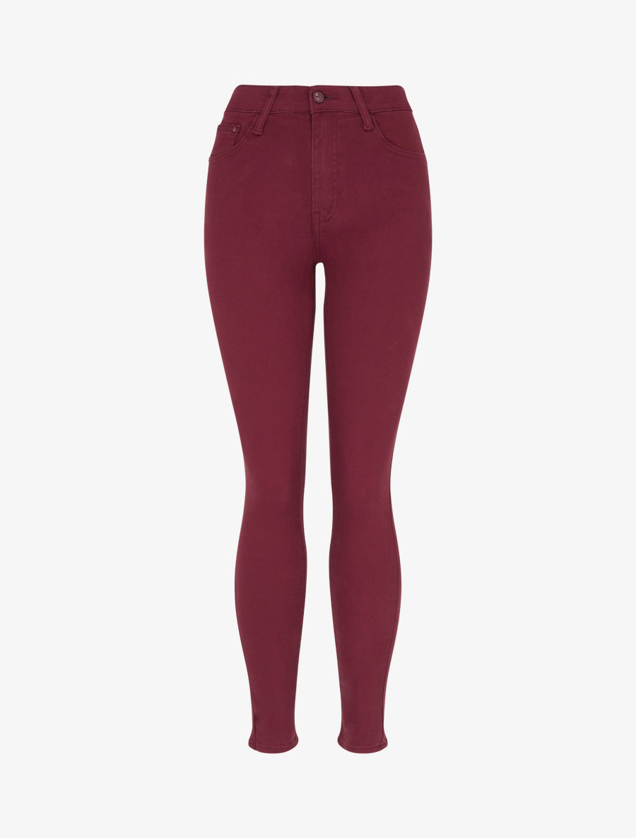Jean skinny uni taille haute - Prune - 1