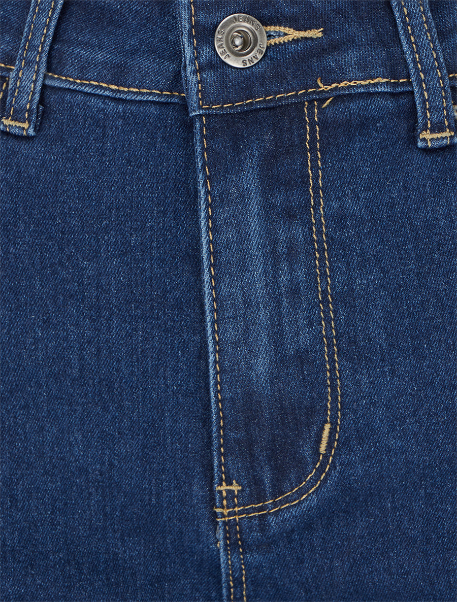 Jean grande taille coupe droite à taille haute - Bleu - 3