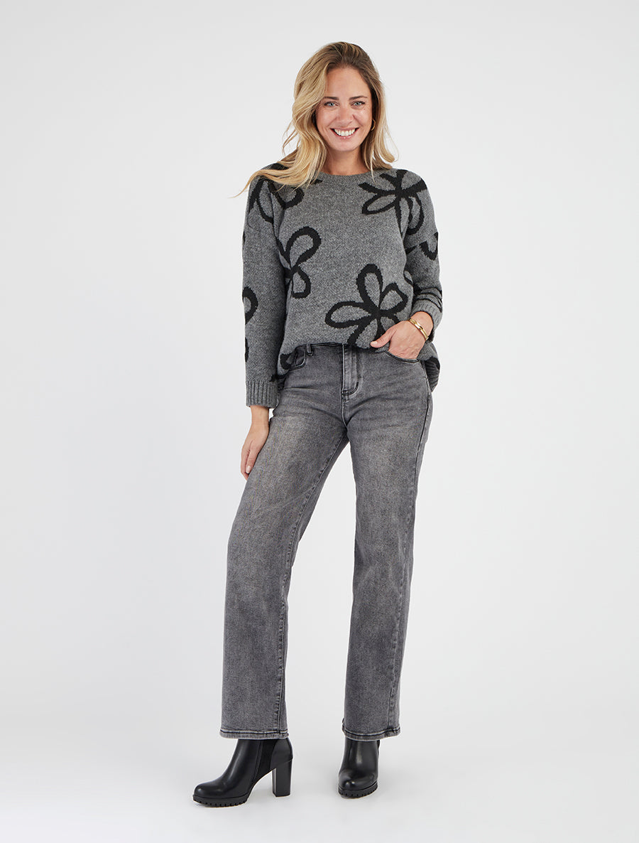 Jean Push-up mit geradem Schnitt - Grau