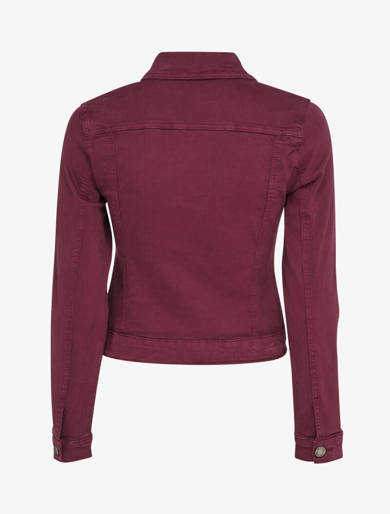 Veste en jean unie - Lie de vin - 2
