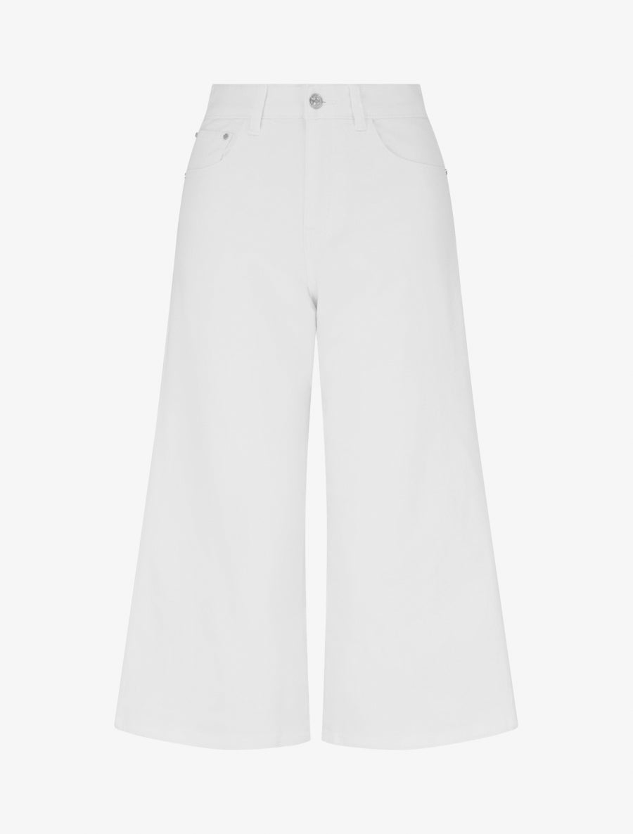 Pantacourt uni en jean - Blanc - 1