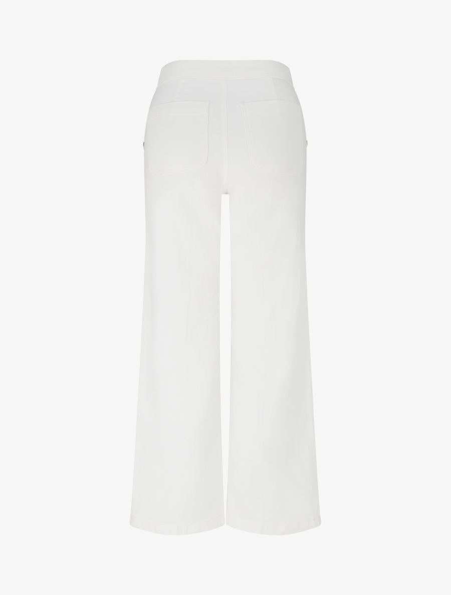 Jean style pantalon à pont à boutons nacrés - Écru - 2