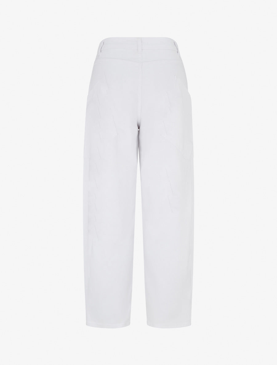 Jean mit 7 Taschen, gerade geschnitten - Weiß