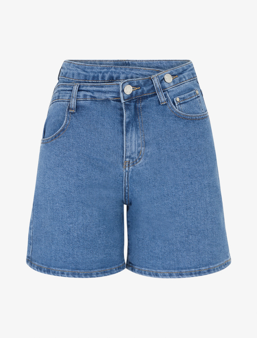 Short à double boutons coupe droite - Bleu - 1