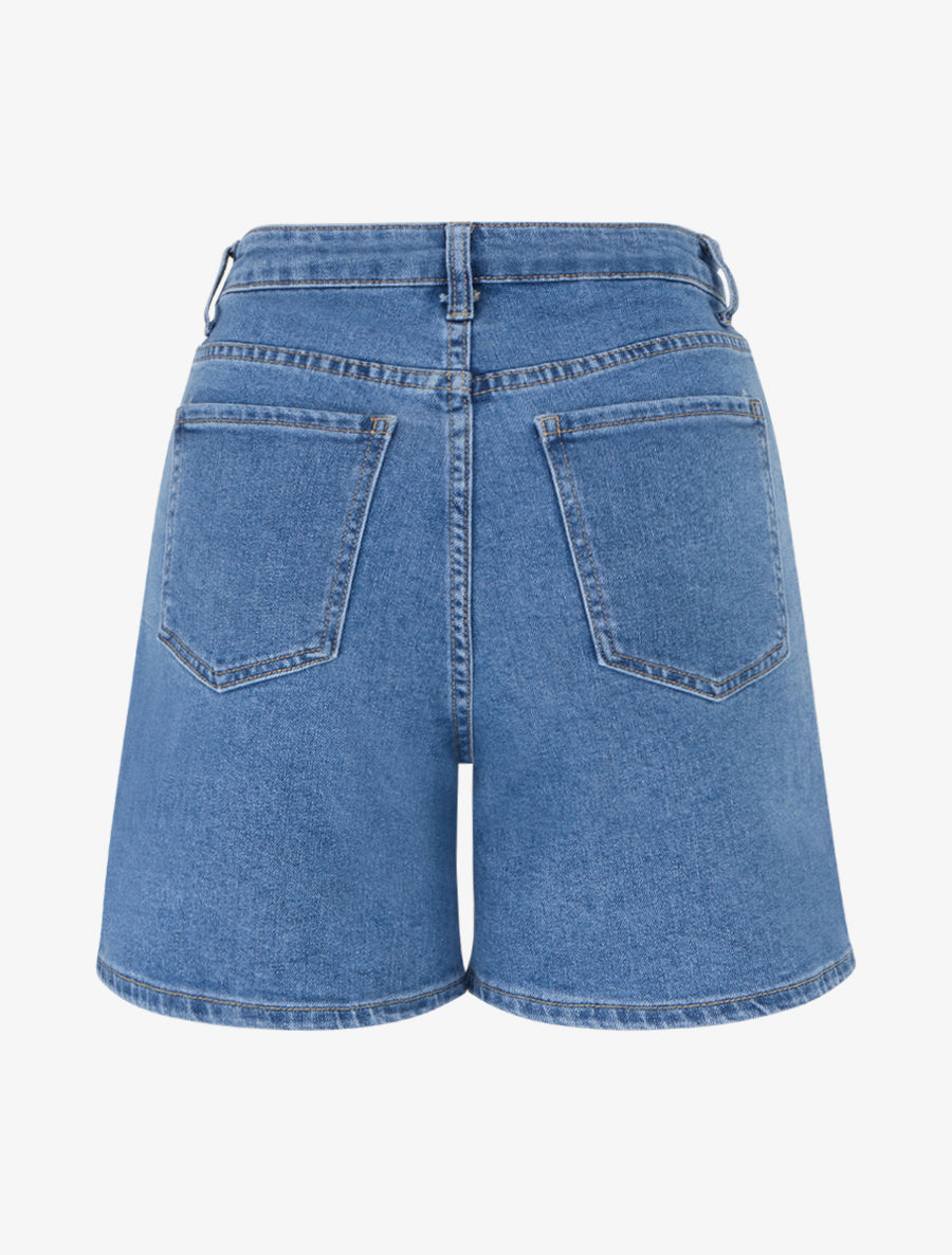 Short à double boutons coupe droite - Bleu - 2