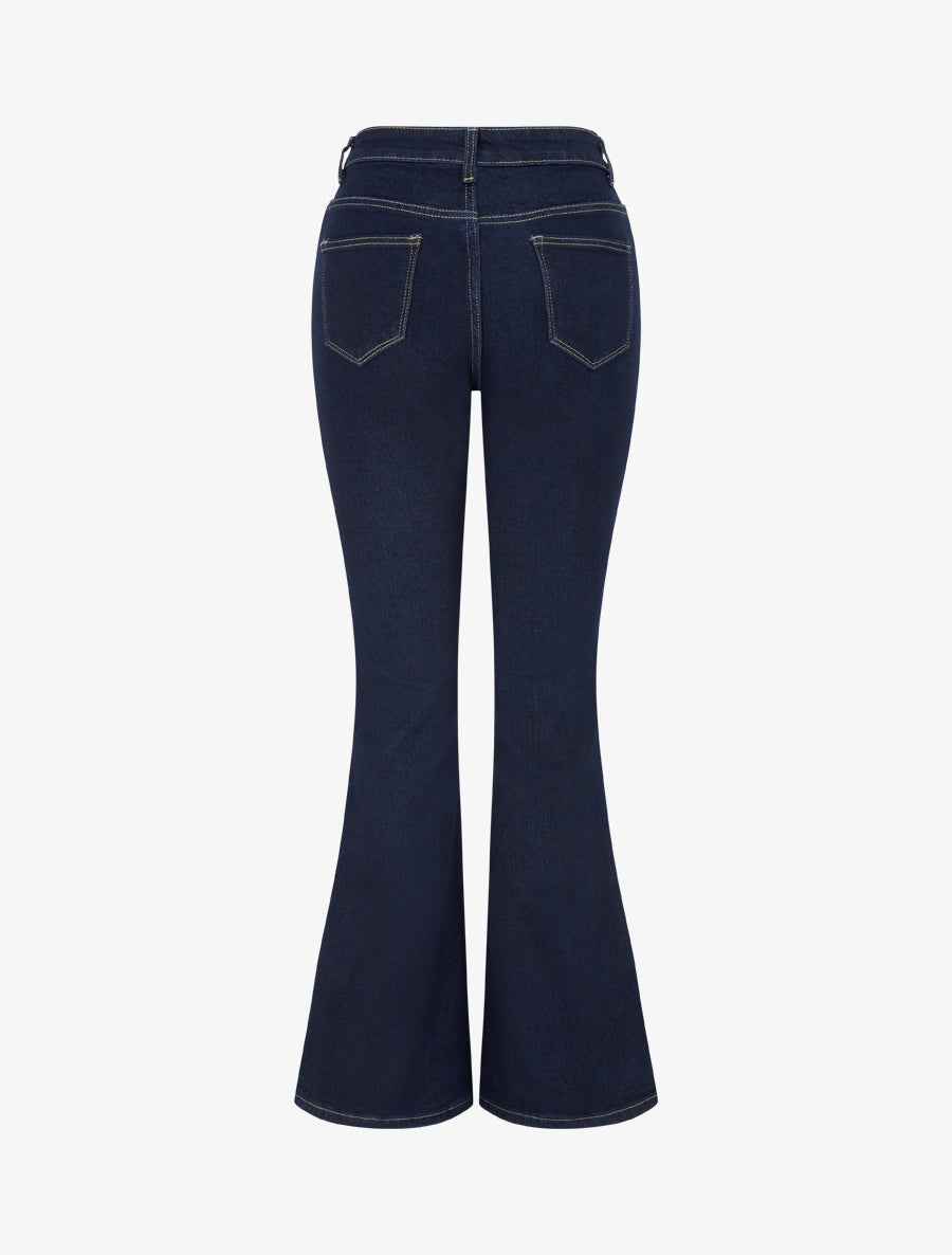 Jean taille haute coupe flare - Bleu brut - 2