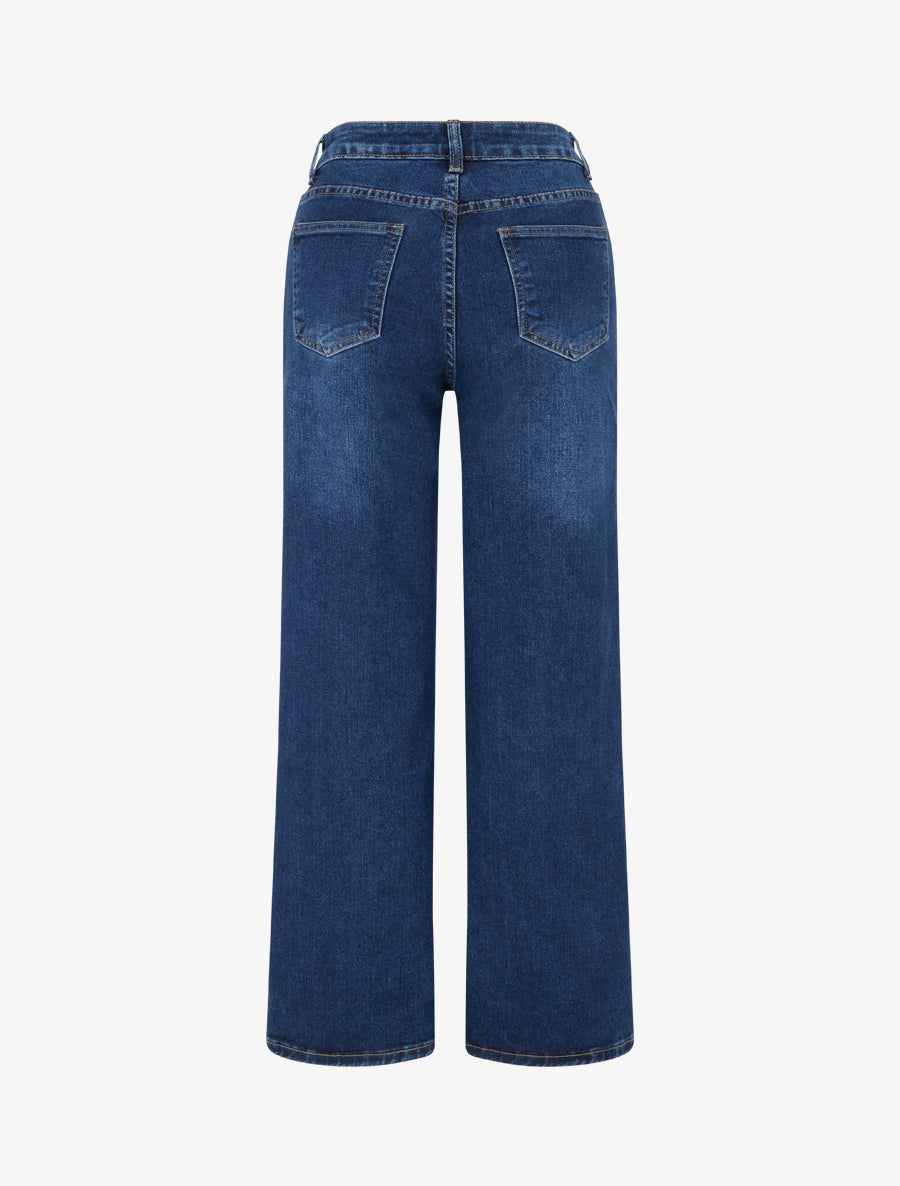 Jean wide leg à boutonnage croisé - Bleu denim - 2