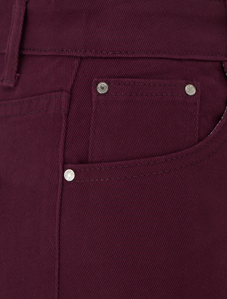 Jean mom grande taille à taille haute - Lie de vin - 3