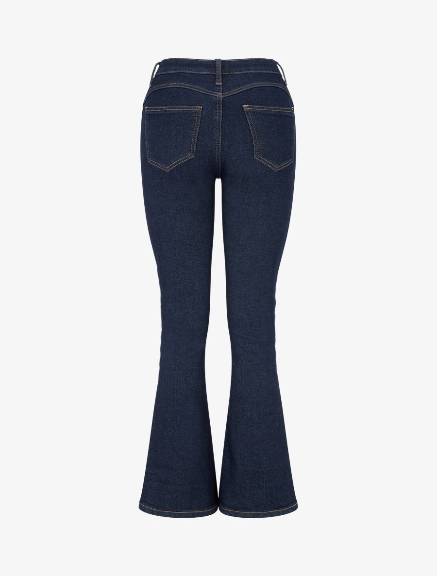 Jean flare stretch à taille haute - Bleu brut - 2