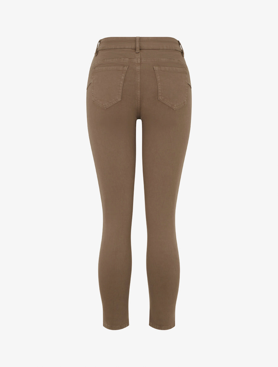 Jean slim uni à taille haute - Taupe foncé - 2