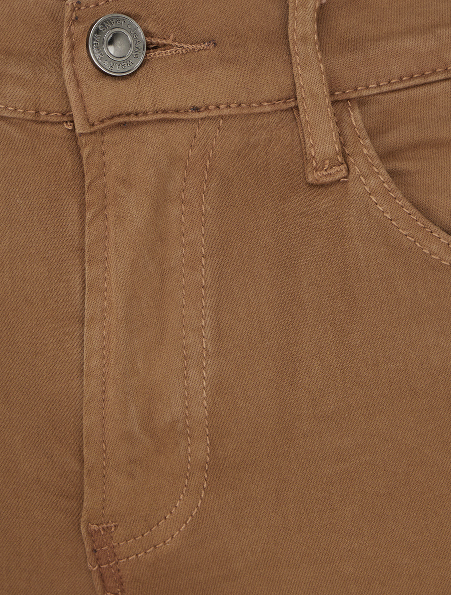 Jean slim uni taille haute - Camel - 3