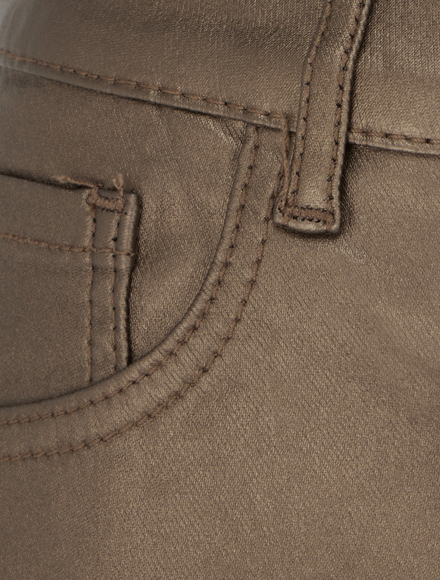 Pantalon slim en simili effet enduit - Bronze - 3