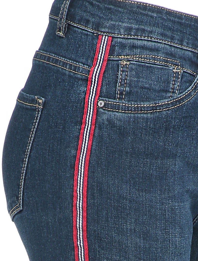 Jean slim à bandes contrastantes - Bleu denim - 4