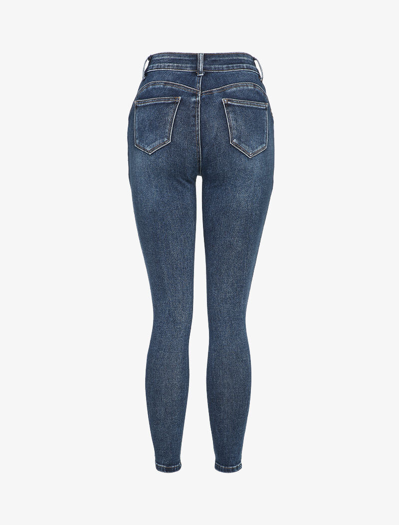 Jean skinny à taille à coutures en V - Bleu denim - 2