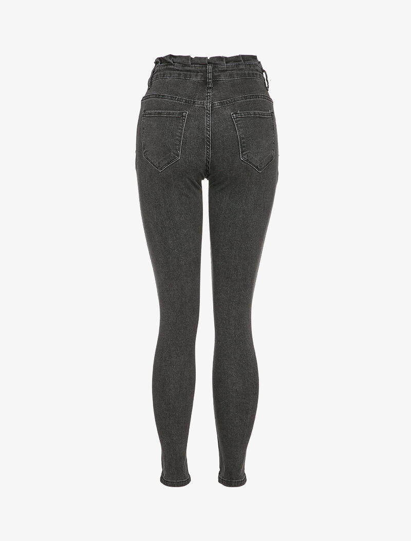 Jean skinny à taille volantée - Gris foncé - 2