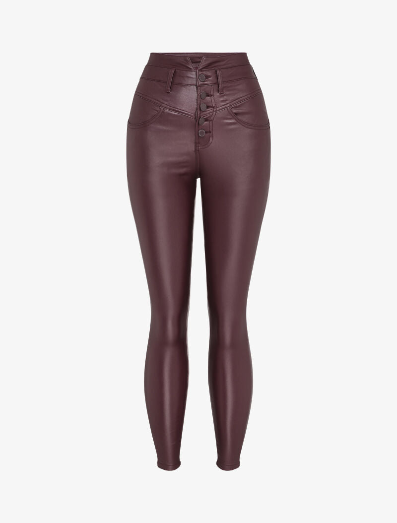 Jean skinny enduit - Bordeaux - 1