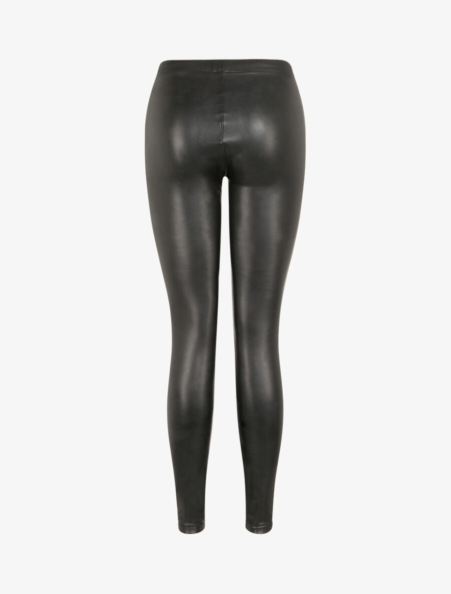 Legging stretch en simili - Noir - 2