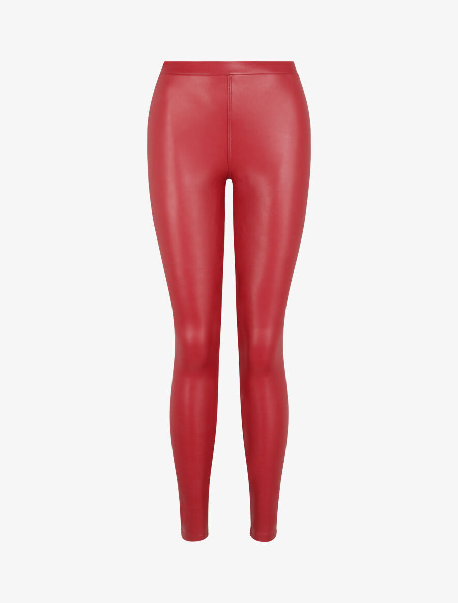 Legging stretch en simili - Rouge - 1