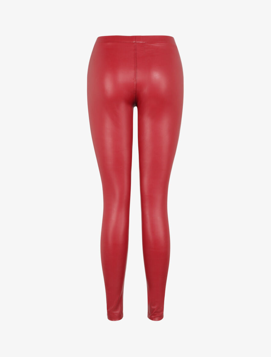 Legging stretch en simili - Rouge - 2