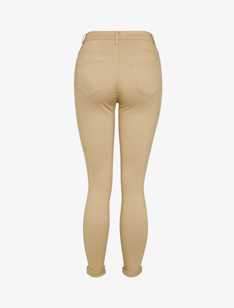 Jean slim à boutonnière - Beige - 2