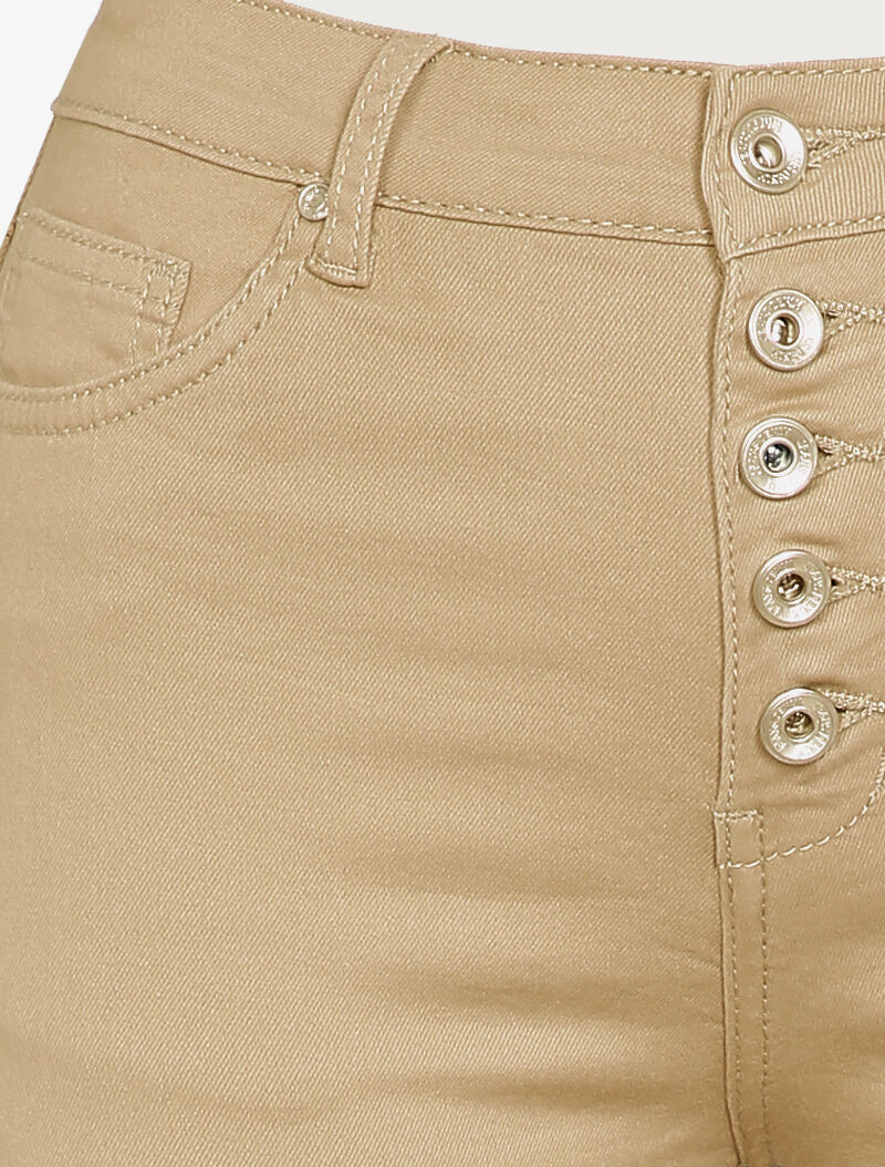 Jean slim à boutonnière - Beige - 3