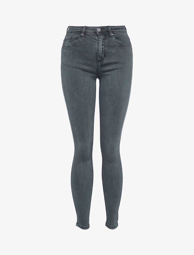 Jean skinny taille haute - Gris - 1