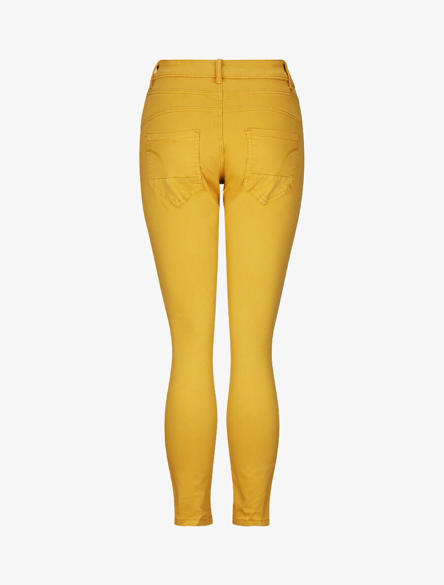 Jean boyfriend taille haute uni effet froissé - Moutarde - 2