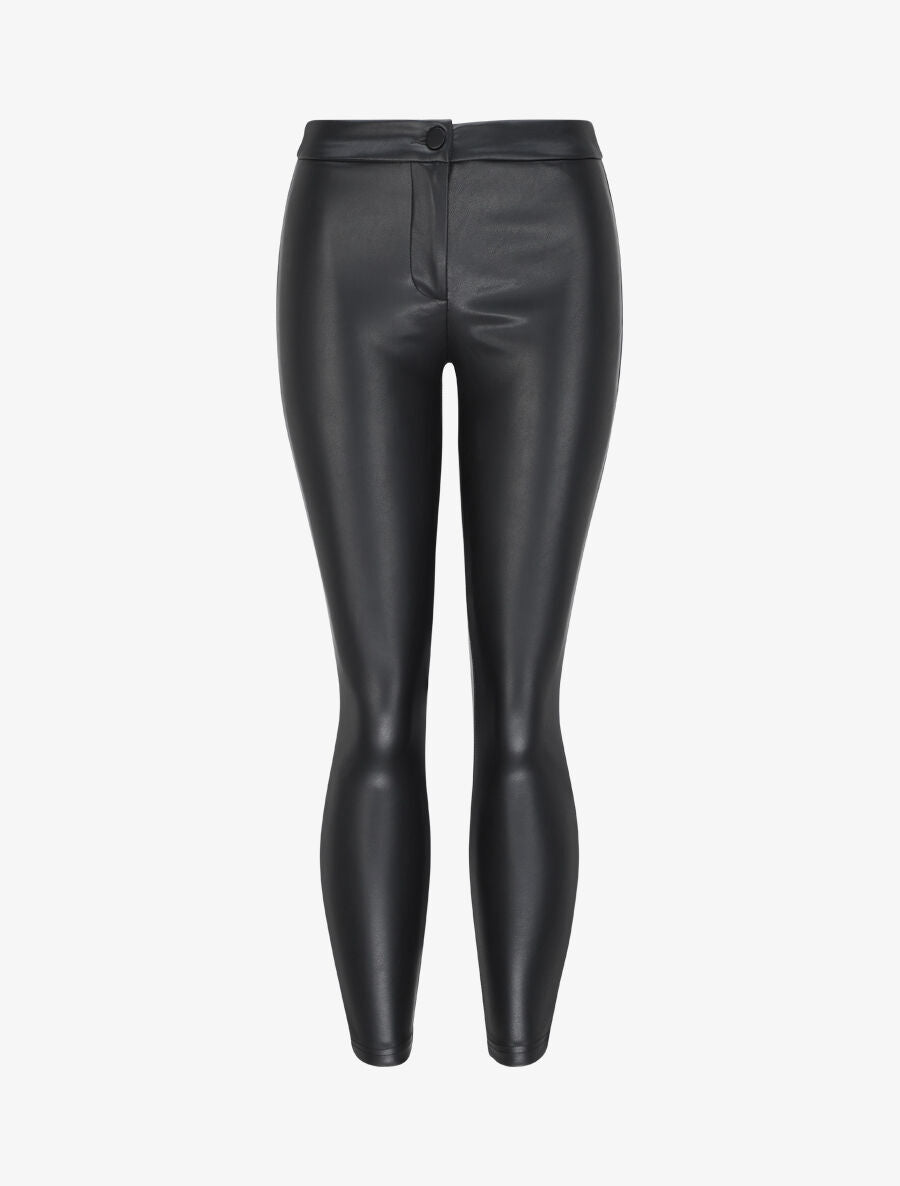 Pantalon slim en simili - Noir - 4