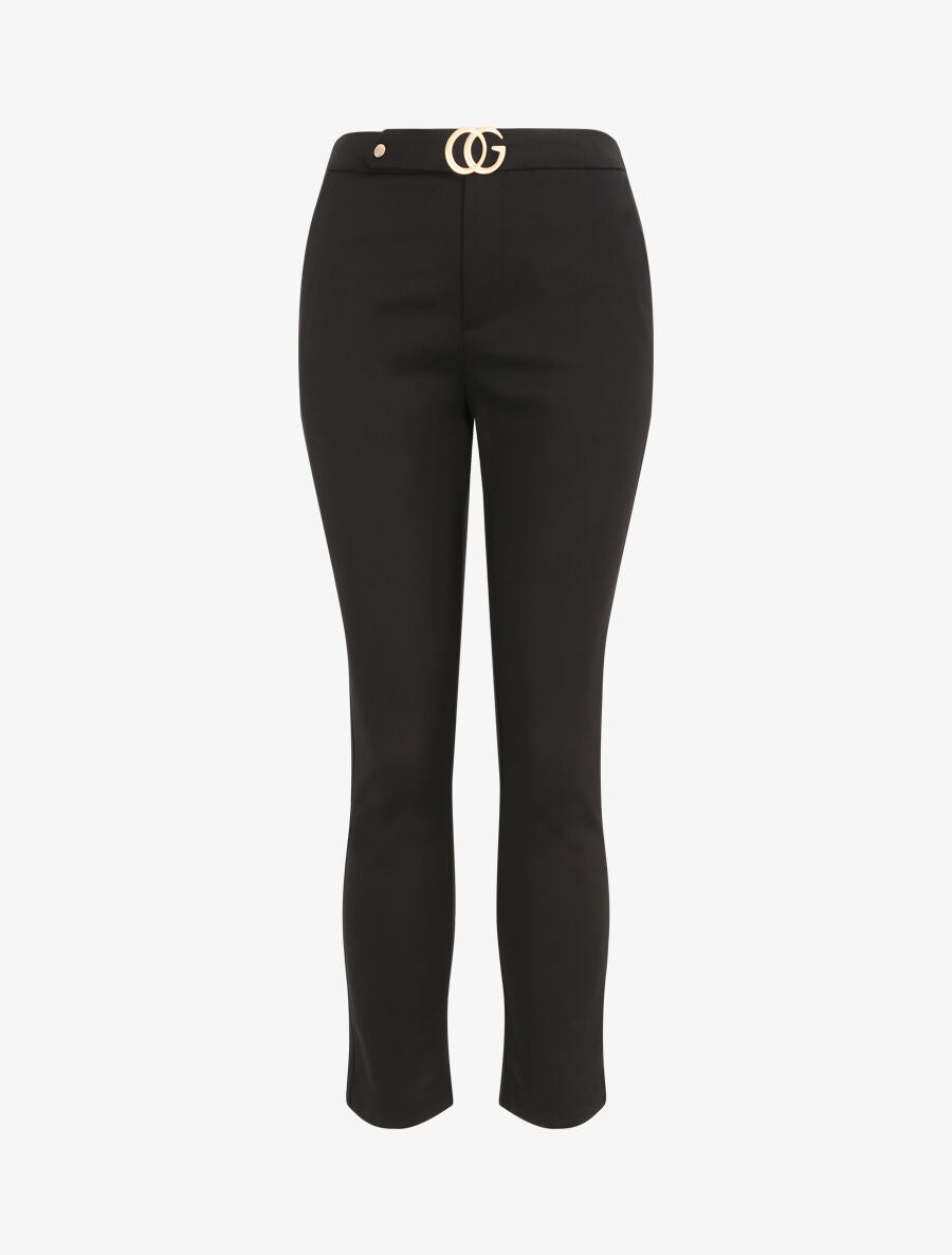 Pantalon droit à boucle stylisée - Noir - 1