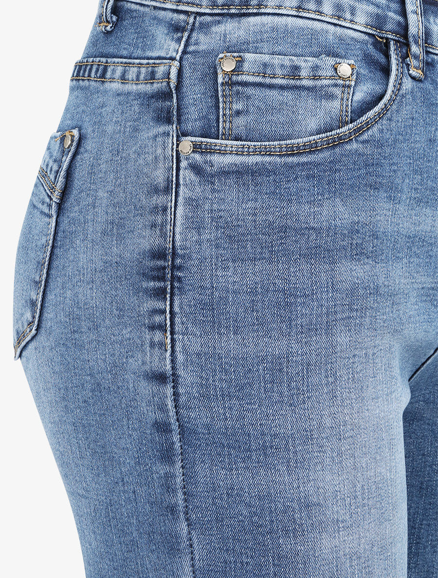 Jean skinny à taille haute délavé - Bleu clair - 3