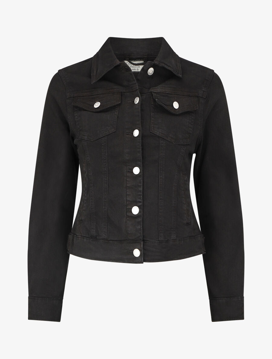 Veste en jean coupe droite - Noir - 4