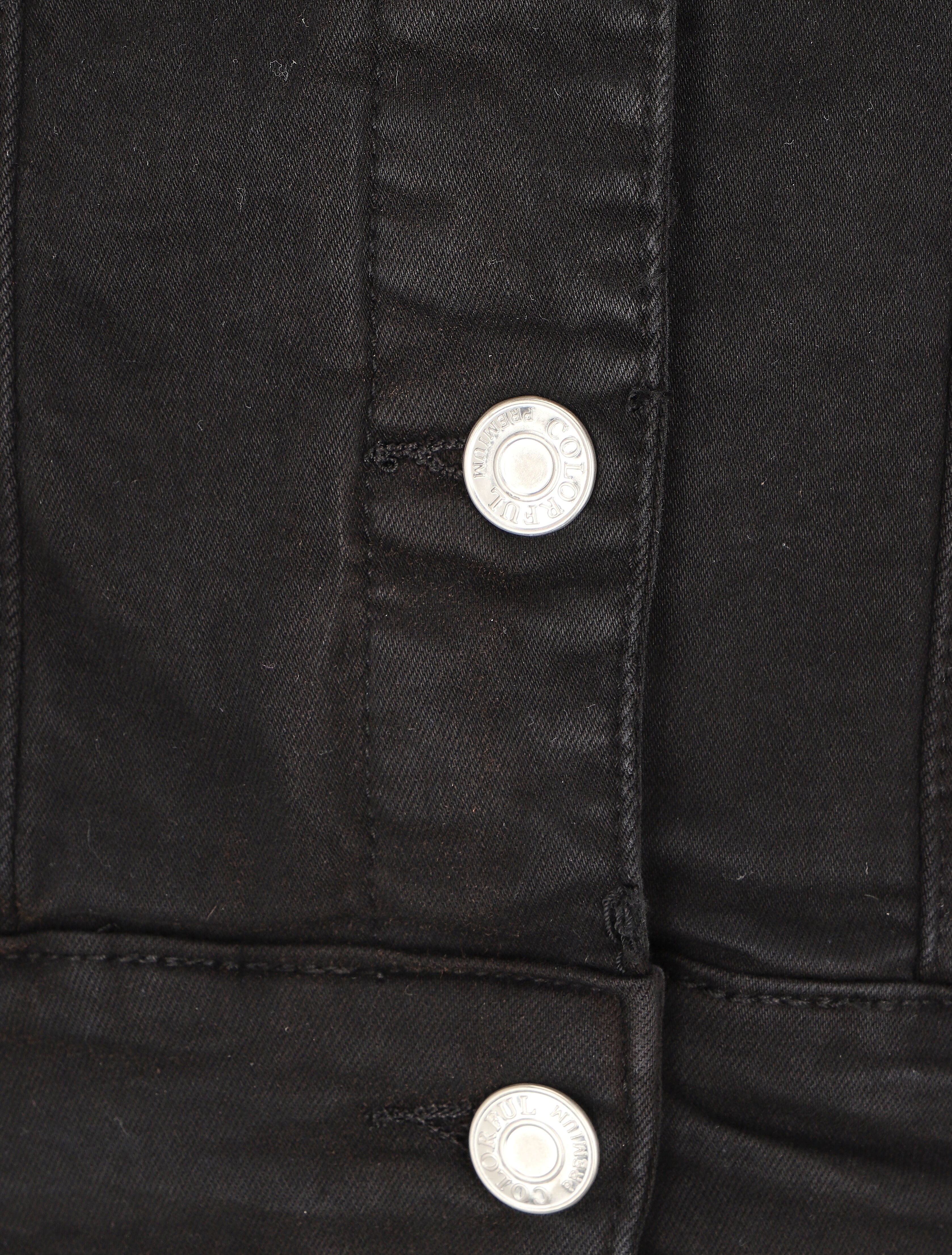 Veste en jean coupe droite - Noir - 3
