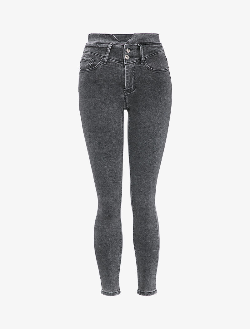 Jean skinny à taille haute stylisée - Anthracite - 3